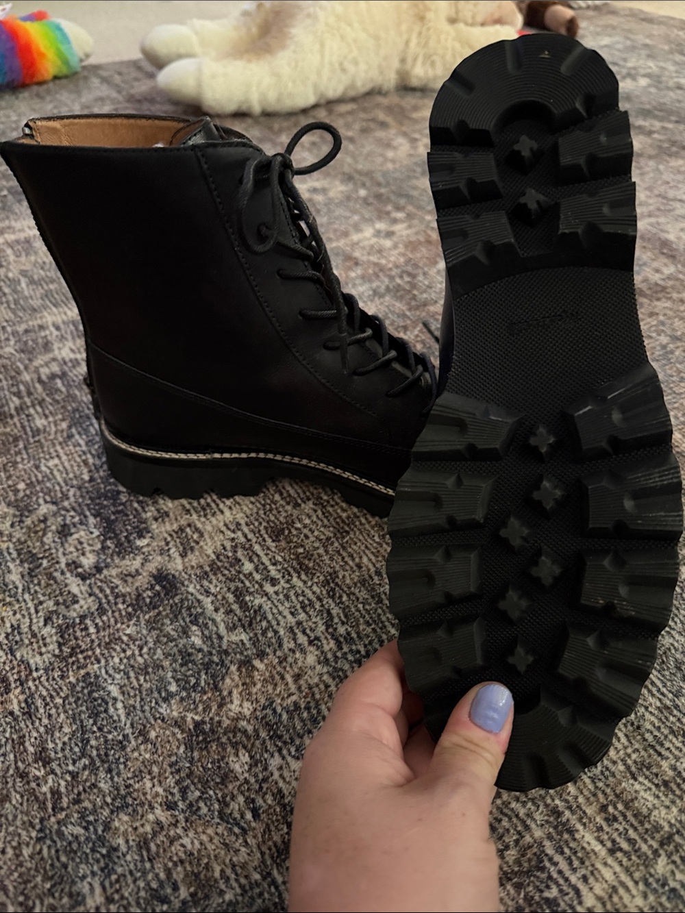 Madewell Black Lace-Up Platform Ankle Boots